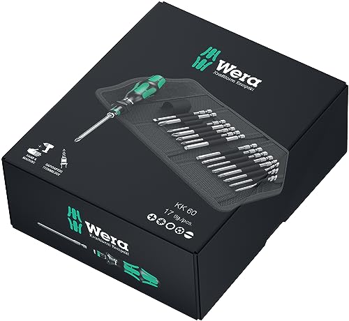 Wera 5059295001 KK 60 Kraftform Bitholding Screwdriver and 3 1/2-Inch Bit Pouch Set, 17-Piece, Multi - Image 2